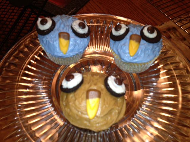 photo of some owl themed cupcakes from cocos confections