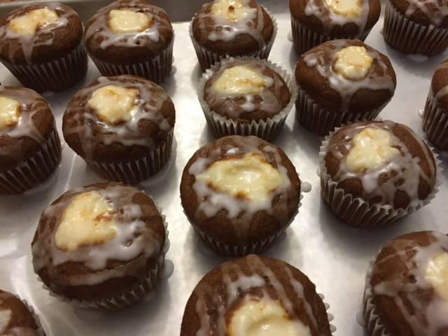 pumpkin cheesecake muffins from cocos confections
