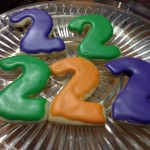 photo of iced cutout cookies of the number 2 from cocos confections